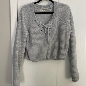 Baby Blue Lace-Up Women's Sweater